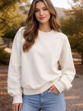 WILO THE LABEL Women’s Apres Ski Crewneck Sweater Cream New Size Small